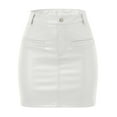 thumbnail image 4 of Daznico Women's High Waisted PU Leather Mini Skirt, Elastic Bodycon Pencil Skirt in Punk Style,Size L, 4 of 5