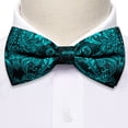 thumbnail image 4 of Conjunto de pajarita Barry.Wang, color verde azulado, negro, floral, seda formal, 4 of 6