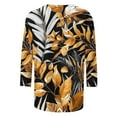 thumbnail image 4 of CYMMPU Fall Trendy Shirts 3/4 Sleeve Tunic Tops Boho Blouses for Women Dressy Casual Round Neck Spring Tops Loose Fit Flower Pattern Pleated Dressy T-Shirts Black XXXXL, 4 of 5