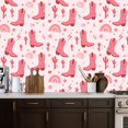 thumbnail image 2 of Peel and Stick Wallpaper Pink Cowboy Boots Cactus Rainbows Hearts Soft Pink Wall Mural 17.7in x 9.8ft Self Adhesive Removable Wall Paper Renter Friendly Wallpaper for Nursery Bedroom Cabinets, 2 of 8