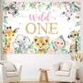 thumbnail image 3 of Wonmelody Wild One 1st Birthday Decorations Girls Jungle Safari Animal 1st Birthday Party Supplies Boho Floral 1st Birthday Decor Wild One Backdrop Banner Cake Topper Balloon Decorations Girl, 3 of 6