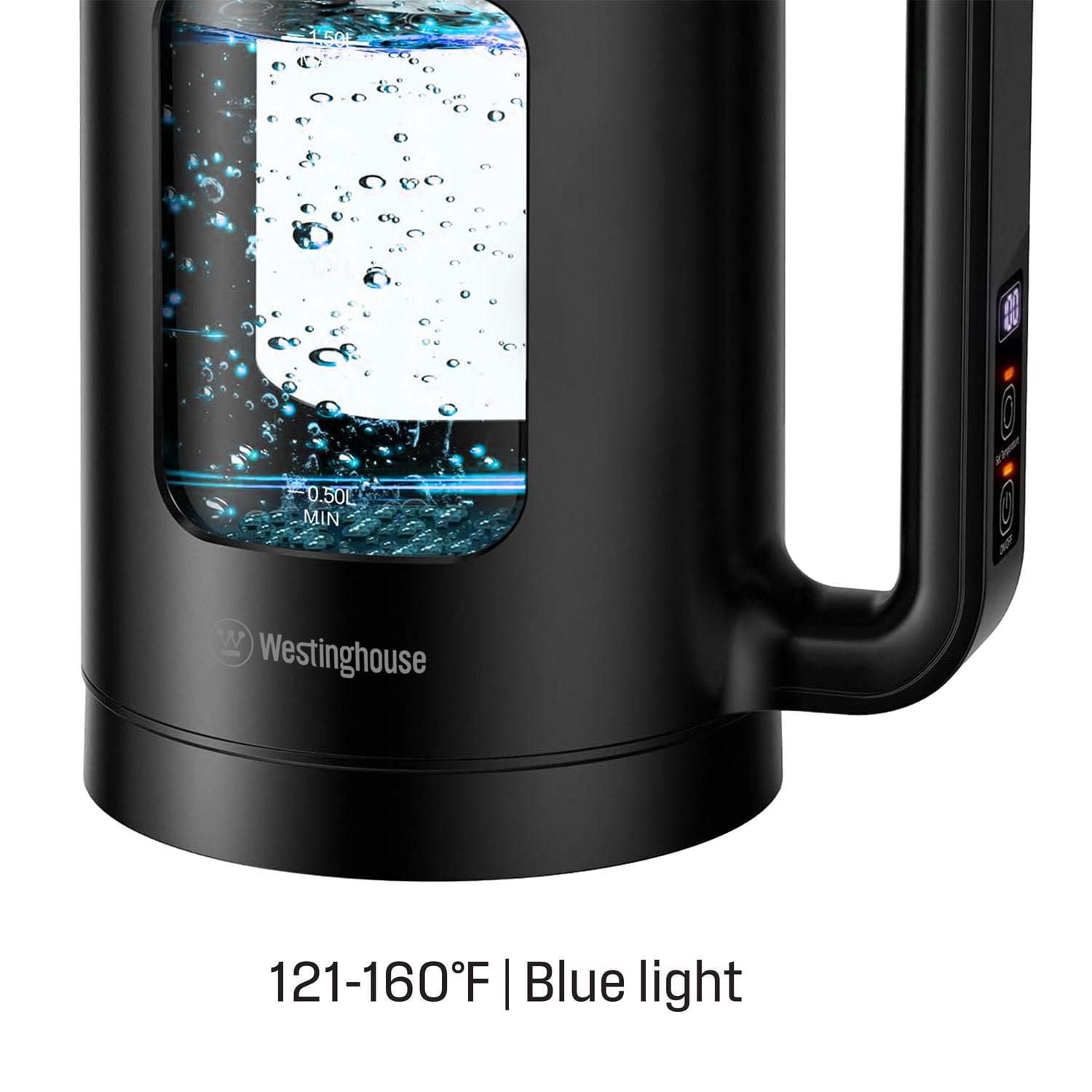Bouilloire électrique numérique Westinghouse 1,5 L en verre avec LED à changement de couleur - Contrôle de la température et maintien au chaud