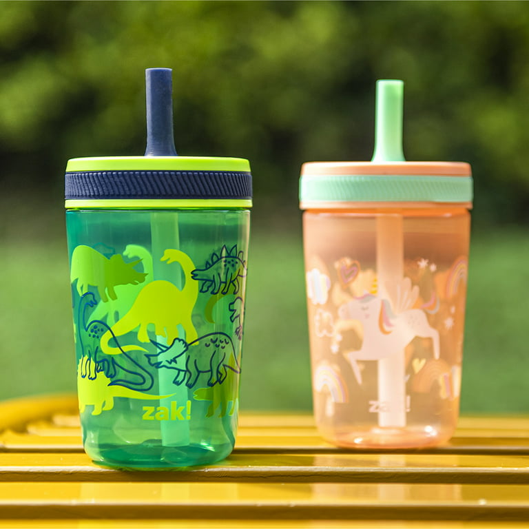 Zak Designs 3pc Kelso Straw Tumbler Set, 12oz Stainless Steel and 15oz  Plastic, 2 Cups and 1 Bonus Straw, Leakproof and Perfect for Kids, Unicorns