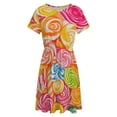 thumbnail image 4 of Candy Pattern Rainbow Lollipop Dress Summer Street Style Dresses Female Short Sleeve Printed Sundress, 4 of 7