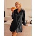 thumbnail image 3 of Ekouaer Satin Nightgowns for Women Button Up Sleep Shirt Winter Ladies Nightshirts Notch Collar Night Shirt, 3 of 6