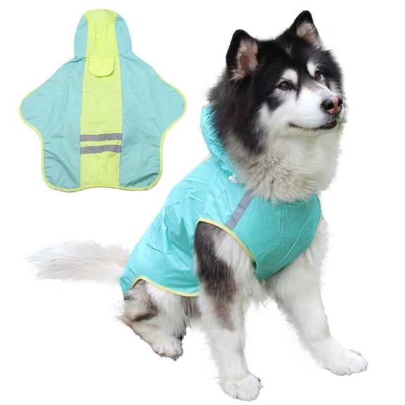 ORMARKET_Pet Pet Raincoat Reflective Strips for Medium and Large Dogs Lightweight and Breathable Cloak for Outdoor Use for Rainy Weather(Blue,M)