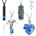 thumbnail image 2 of 4Pcs Urn Necklace Set Stainless Steel Cremation Jewelry Heart Cylindrical Cross Rectangular Ashes Keepsake Waterproof Urn Memorial Pendant for Men Women, 2 of 10