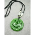 thumbnail image 2 of K-KED Jade Dragon Charm Pendant Necklace W/ Beads Cord Handmade Carved Green Gemstone, 2 of 5