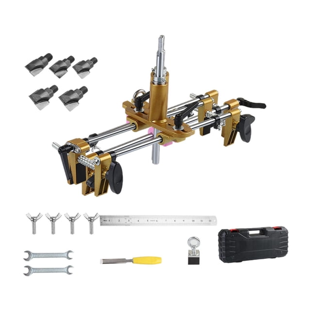 Kit de abridor de orificios para cerradura de puerta, herramienta de plantilla de cubierta antipolvo de silicona para reparación de puertas de hotel con 5 cabezas