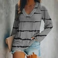thumbnail image 2 of Ichuanyi Womens Tops, Fashion Women Casual V- Neck Solid Color Long-sleeved T-shirt, 2 of 4