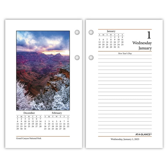 AT-A-GLANCE 2025 Daily Photographic Loose-Leaf Desk Calendar Refill Standard 3