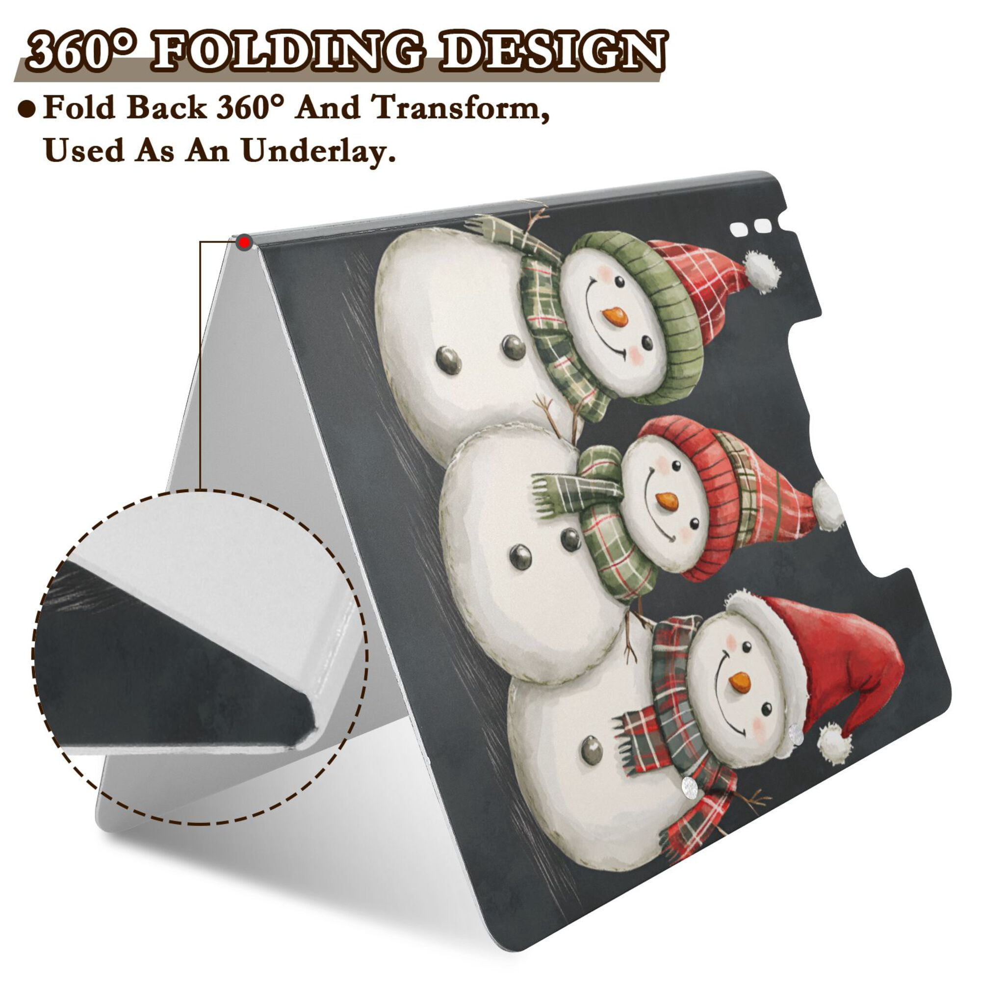 FORMRS A4 Clipboard Folder with Pen Holder Horizontal Foldable School Office Binder, Red Snowmen