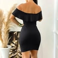 thumbnail image 4 of Uaswgudfs ​Sleeveless Off-Shoulder Midi Sundress - Summer Dresses for Women 2025 Casual Ribbed Dress with Ruffled Neckline Detail Black M, 4 of 7