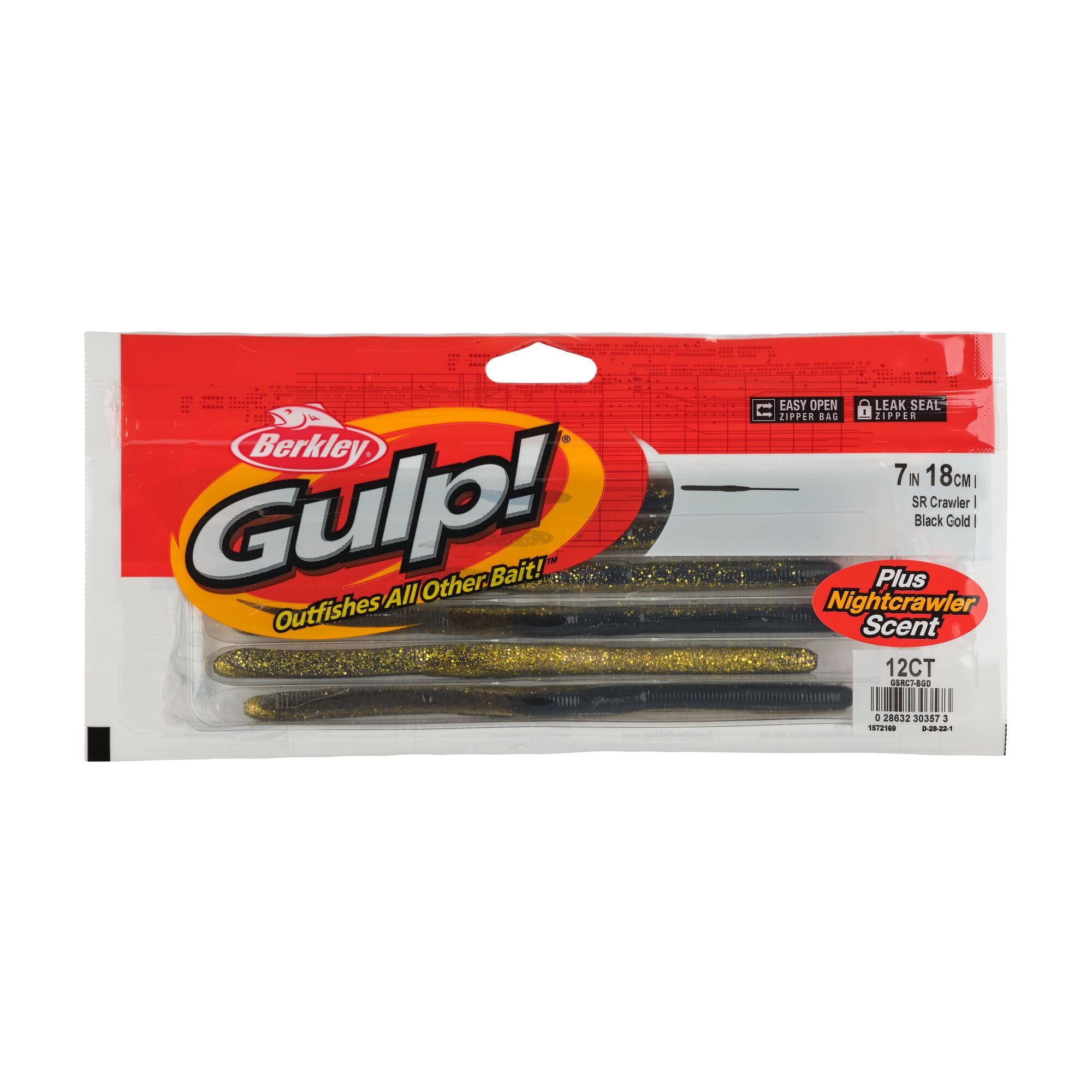 Berkley Gulp!® SR Crawler, 7 in, Worms, Black Gold (12 Count)