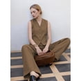 thumbnail image 5 of Firvespy Women's 2 Piece Blazer Outfits Summer Sleeveless V Neck Vest and Wide Leg Pants Set High Waist Tailored Business Casual Suit, 5 of 5