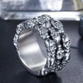 thumbnail image 4 of HOOUN Men's Large Biker Skull Ring Stainless Steel Multi Skull Head Gothic Punk Rings-8, 4 of 5