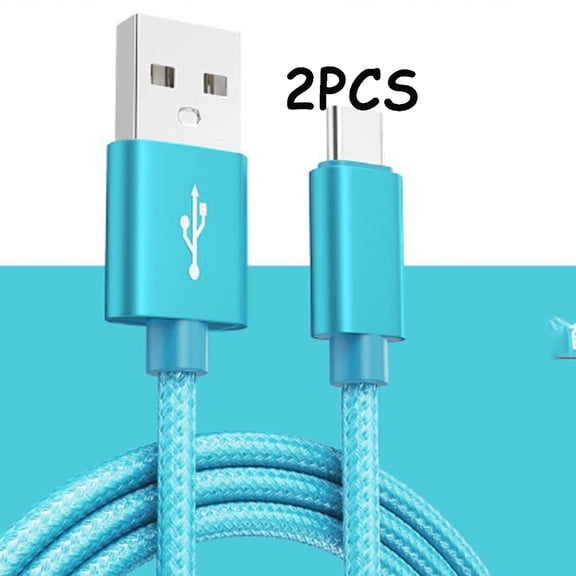 GJX 2026 New 2Pcs Usb Cable Super Fast Charging Android Charger Cable Nylon Braided Usb Type C Cable Micro Usb Cable for Home Office Travel Blue 3Ft