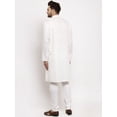 thumbnail image 3 of eloria Men's White Solid Angrakha Thread Work Kurta With Churidar Pyjama, 3 of 6