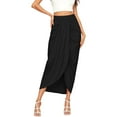 thumbnail image 3 of Women Casual Slit Wrap Asymmetrical Elastic High Waist Maxi Draped Solid Color Skirt Vacation Holiday Female Dailywear, 3 of 8
