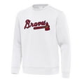 thumbnail image 2 of Men's Antigua White Atlanta Braves Relevant Lightweight Pullover Sweatshirt, 2 of 3