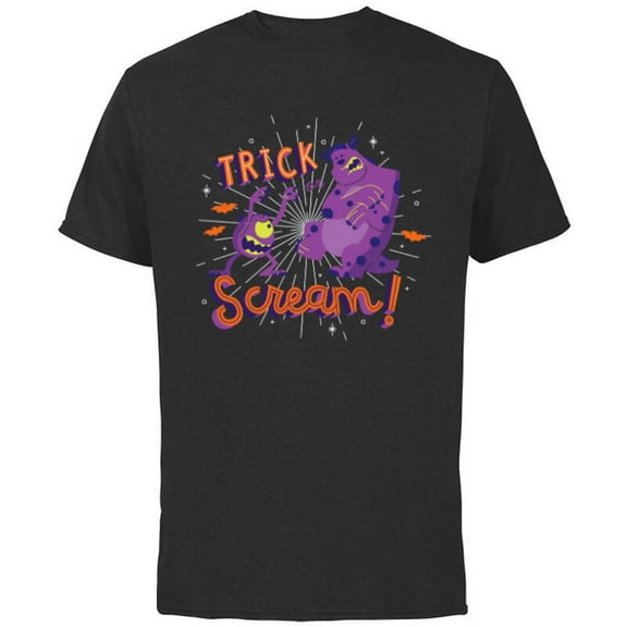 Disney PIXAR Monsters, Inc. Mike & Sulley Trick or Scream - Short Sleeve Cotton T-Shirt for Adults - Customized-Black