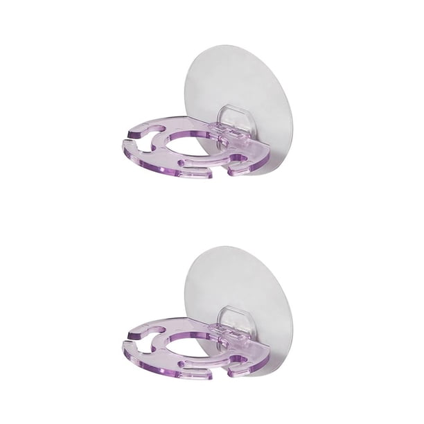 Moyic Soporte para cepillos de dientes, portátil, extraíble, para montaje en pared, estante autoadhesivo sin perforaciones, soporte para Púrpura transparente 2piezas