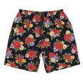 thumbnail image 3 of Uemuo Red Rose Flower Pattern Men's Swim Trunks Hawaiian Beach Bathing Suit Swimsuits Beach Quick-Dry Shorts with Pockets-Small, 3 of 9