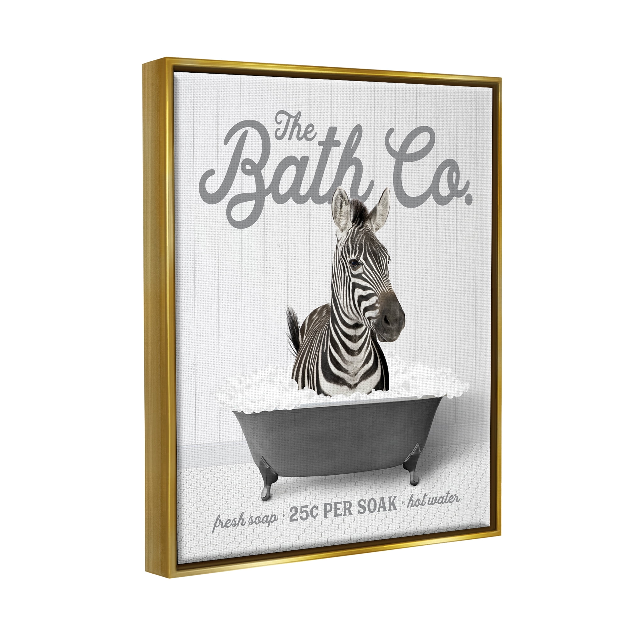 Stupell Industries Bubble Bath Zebra Animals & Insects Painting Gold Floater Framed Art Print Wall Art, 17 x 21