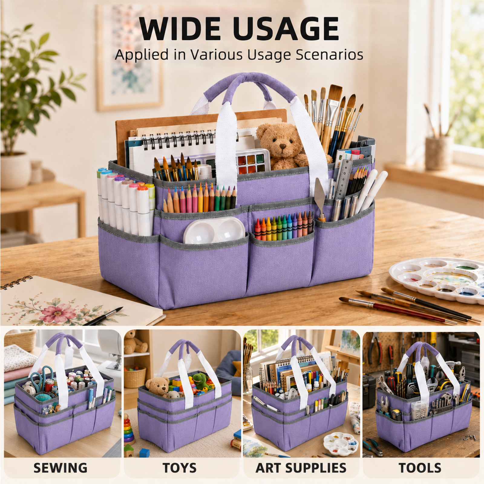 Lavfox Craft Organizer Tote Bag with 16 Pockets photo 3