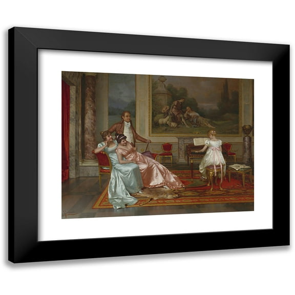 Vittorio Reggianini 14x12 Black Modern Framed Museum Art Print Titled - The Piano Recital