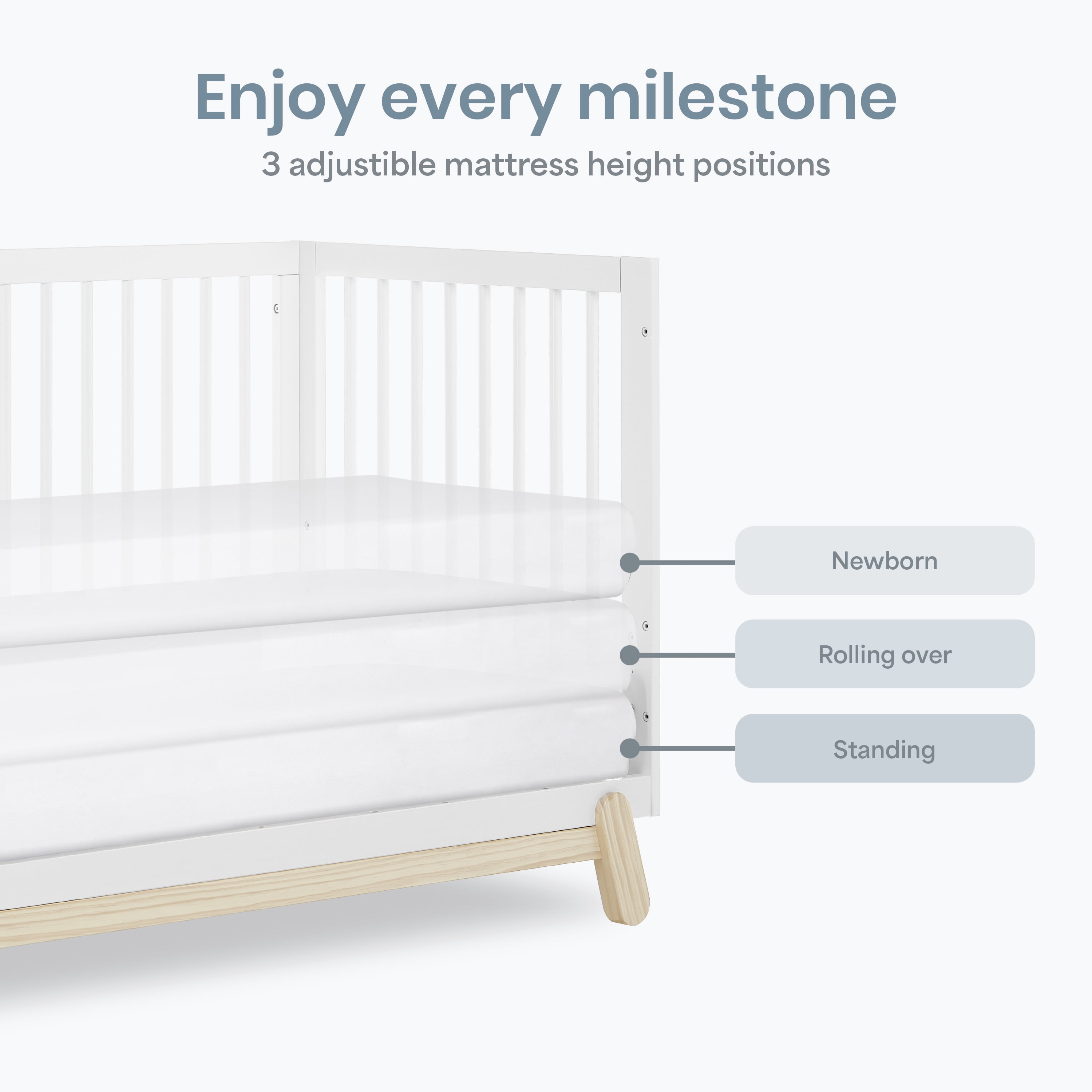 Dream On Me Hygge 5-in-1 Convertible Crib, Vintage White Oak
