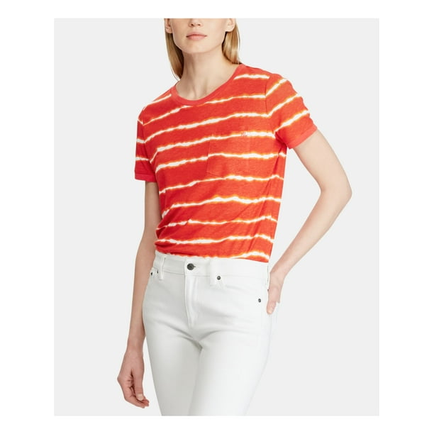 Ralph Lauren - RALPH LAUREN Womens Red Striped T-Shirt Top Size: M - Walmart.com - Walmart.com