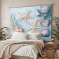 thumbnail image 3 of Coastal Beach Tapestry for Bedroom Wall Hanging Tapestry, Summer Starfish Nautical Shell Ocean Ceiling Backdrop Tapestries Poster Blanket Wall Decor for Teens Room Living Room Dorm 55" x 73", 3 of 8