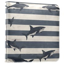 FORMRS 3 Ring Photo Album 4"x6" Self Adhesive Large Capacity PU Leather Cover, Dark Sharks