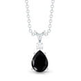 thumbnail image 3 of Rosec Jewels Real Black Onyx Teardrop Pendant Necklace - 1 Ct - Black Onyx Diamond Necklace - with Chain - Ready to Gift, 14K White Gold, 3 of 8