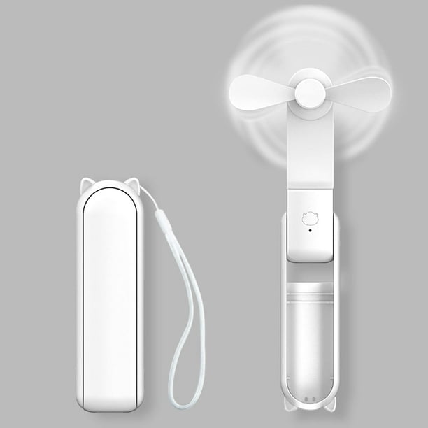 Mini ventilador de mano, ventilador plegable portátil con banco de energía, ventilador de bolsillo pequeño recargable por USB, ventilador personal a batería con 3 velocidades para viajes al