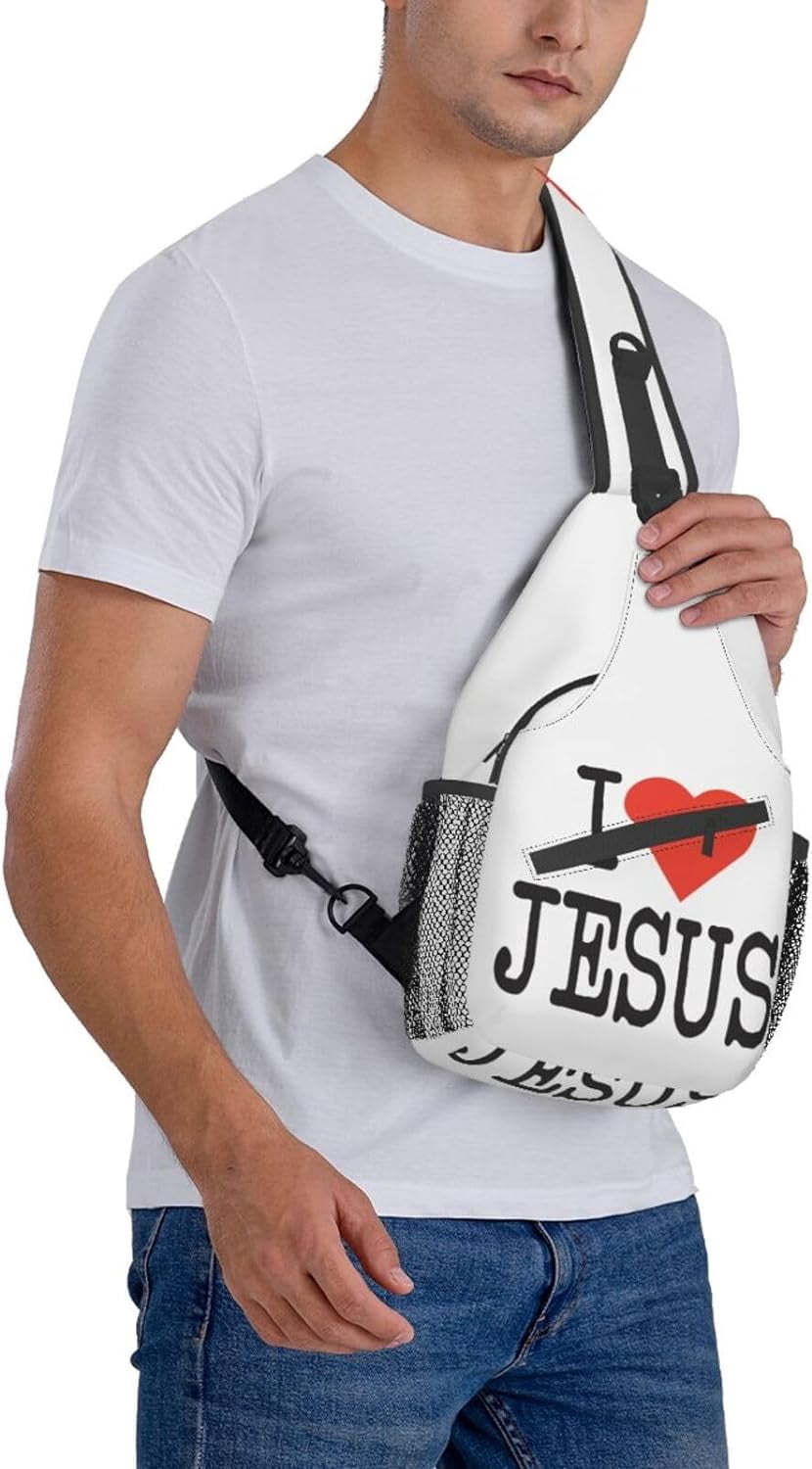 I Love Jesus Sling Bag Crossbody Hiking Travel Chest Bags Backpack Shoulder Daypack for Women Men