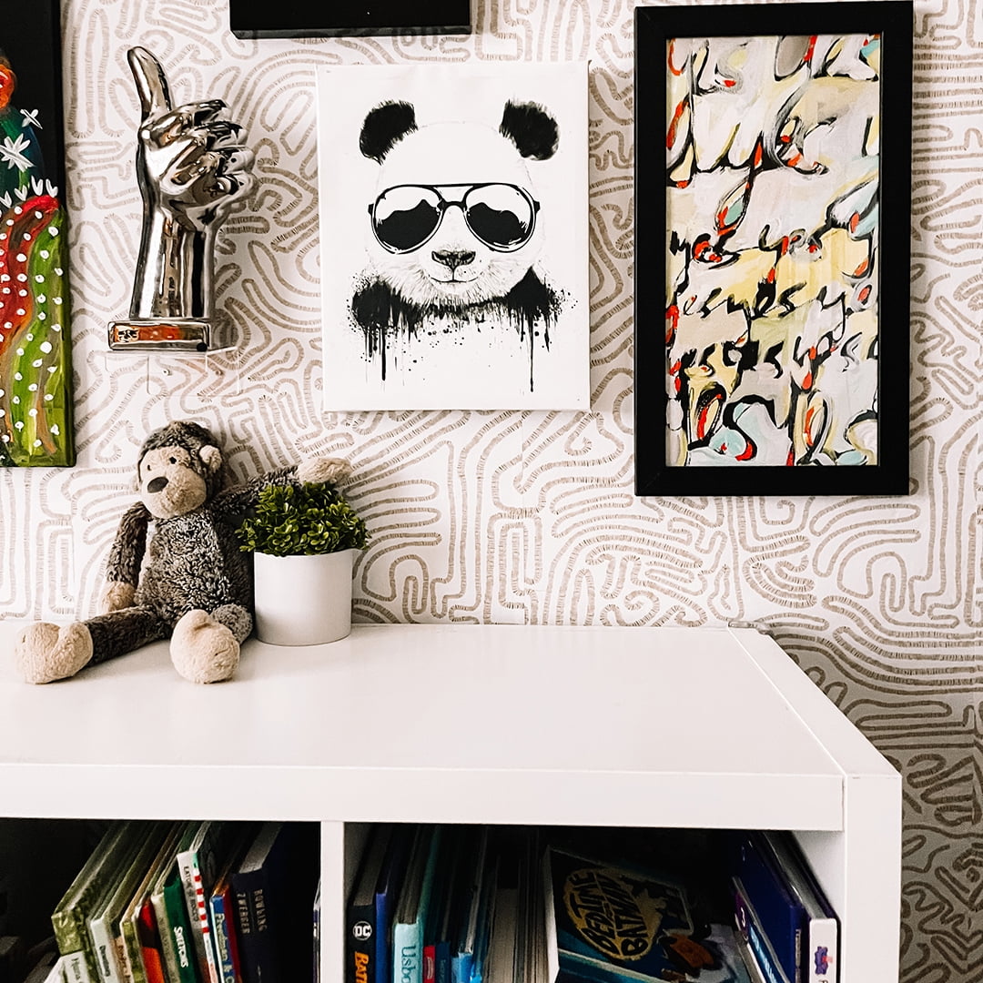 Tempaper Sketch Grey Peel and Stick Wallpaper, 20.5" x 16.5'
