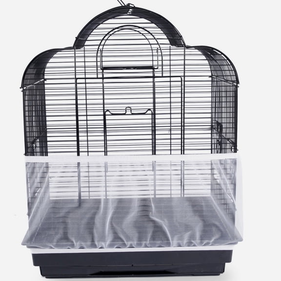 WRITWAA White Stretchable Nylon Bird Cage Skirt Cover with Airflow for Parakeet and Small Bird Cages