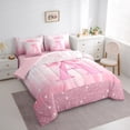 thumbnail image 3 of Castle Fairy A Personalized Initial Twin Bedding Sets 7-Piece for Girls,Princess Ribbon Bow Bedding Comforter Set,Pink Reversible,Luxury Bedroom Decor, 3 of 8