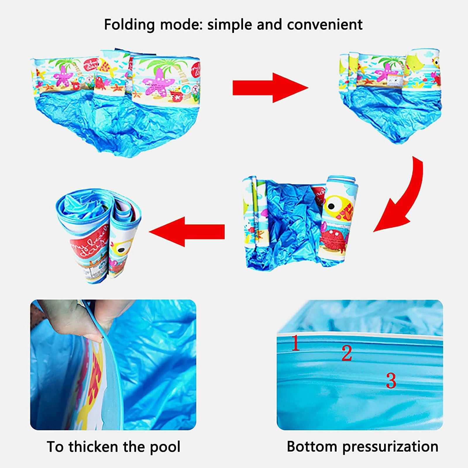Transparent Marine Animal Family Round Pool - Thickened Outdoor Indoor Round Swimming Pool, Clear Pattern Leisure Pool, Family-Sized Water Play Pool for Summer Leisure Fun, 15*72in, Blue