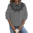 thumbnail image 1 of Avamo Femmes Sweat-Shirt Ethnique Imprimé Pull Col Rond T-shirt Coupe en Vrac Hiver Gris L, 1 of 5