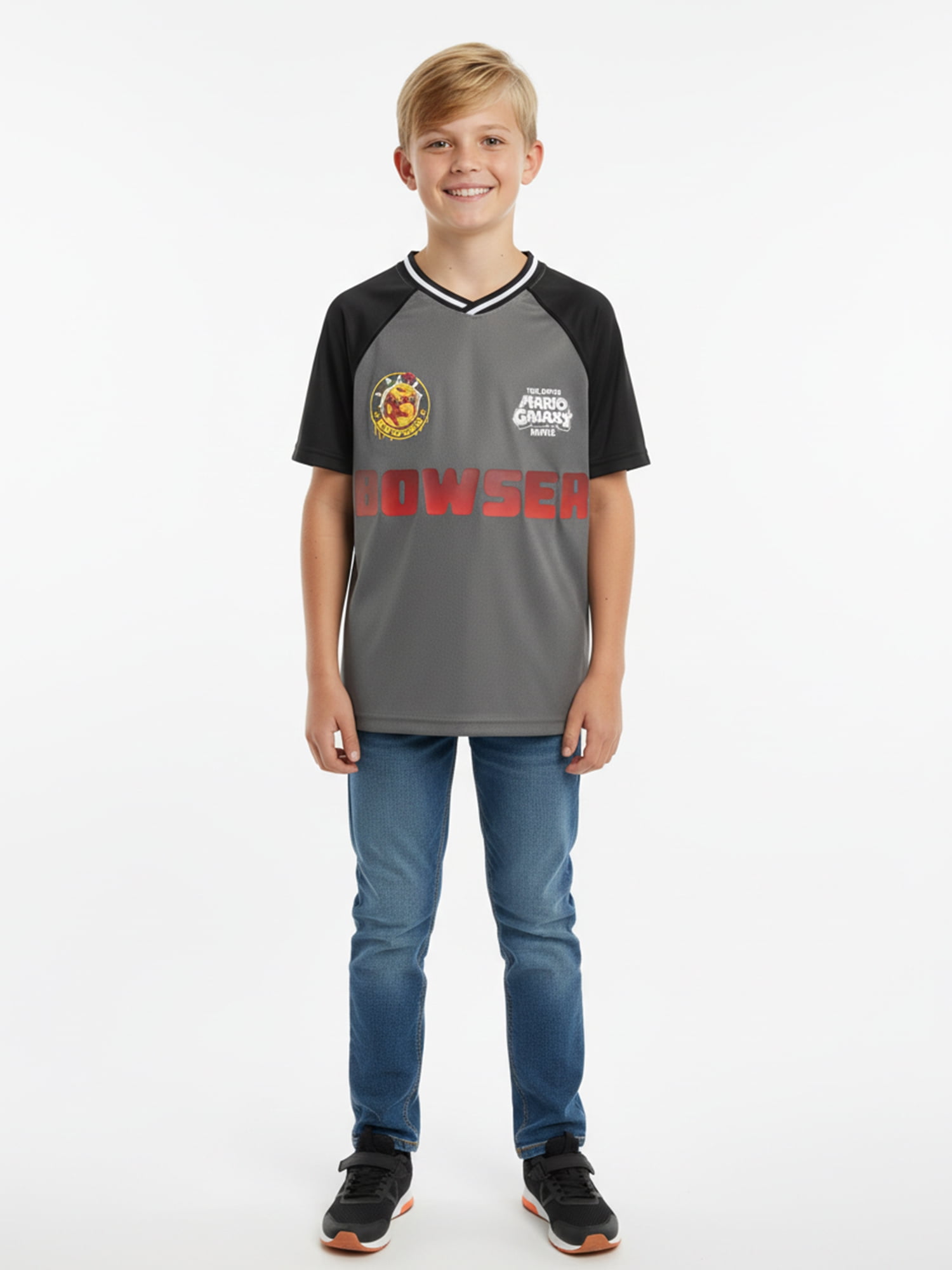 Super Mario Galaxy Movie Boys Bowser Graphic Soccer Jersey, Sizes 4-18