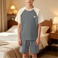 thumbnail image 6 of Amidoa Boys 2 Piece Outfits Summer Clothes Cute Printed T Shirt Graphic Short Sleeves Casual Shorts Kids Clothing Sets Gray Size 12, 6 of 6