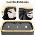 thumbnail image 5 of NUBILY 160L Extra Large 3-Section Laundry Hamper with Lid, Bamboo Frame Oxford Fabric Divided Laundry Basket for Bedroom, Adult(Black), 5 of 8
