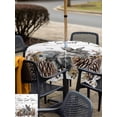 thumbnail image 4 of Outdoor Tablecloth with Umbrella Hole and Zipper, Rabbits Pine Cone Square Table Cloth 60x60 Inch Waterproof Tablecloth, Sweet Home Texture Farmhouse Grey Wooden Picnic Table Cover for Patio Camping, 4 of 7