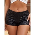 thumbnail image 5 of Women's Sequin Micro Shorts Glitter Sparkly Low Rise Elastic Band Hot Pants for Party Clubwear, 5 of 9