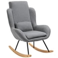 thumbnail image 2 of HOMCOM Modern Rocking Chair with Removable Lumbar Pillow Fabric Sofa Armchair with Thick Padding, Metal Frame, Wood Base for Living Room, Light Grey, 2 of 9