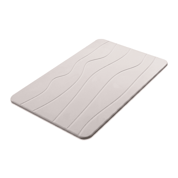 JWGIETK Diatomaceous Earth Bath Mat, Geometric Line Pattern, Quick-Drying Bathroom Floor Mat, 24 x 16 inch