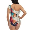 thumbnail image 5 of Sikiie Colorful Dachshund Art Print Women One Piece Swimsuits Tummy Control One Shoulder Bathing Suits Ruffle Swimwear, From S to XXL-XX-Large, 5 of 6